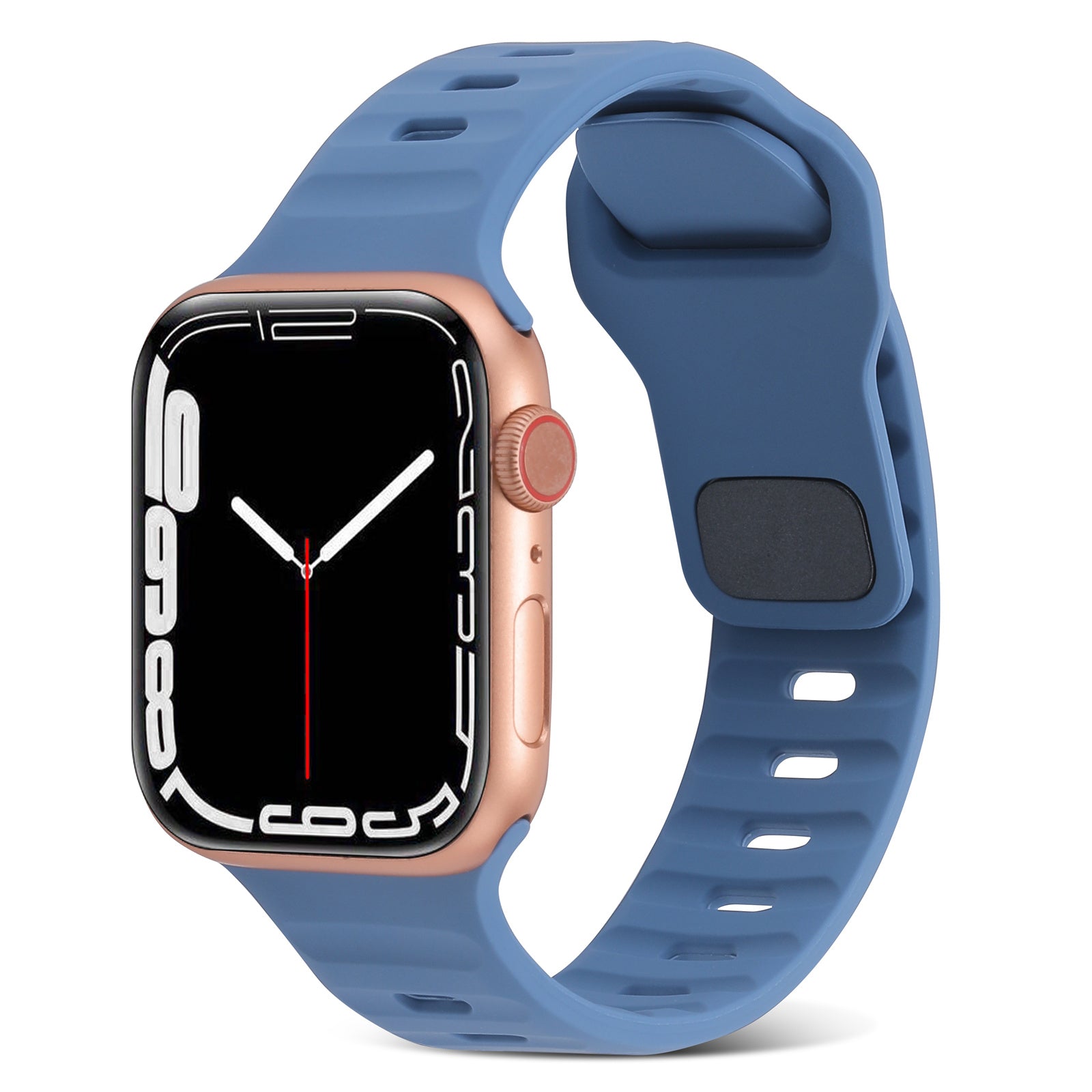 Uniqkart for Apple Watch Ultra 49mm / Series 8 7 45mm / 6 5 4 SE (2022) SE 44mm / 3 2 1 42mm Watchband Silicone Watch Strap with Square Buckle - Baby Blue Uniqkart for Apple Watch Ultra 49mm / Series 8 7 45mm / 6 5 4 SE (2022) SE 44mm / 3 2 1 42mm Watchband Silicone Watch Strap with Square Buckle - Baby Blue